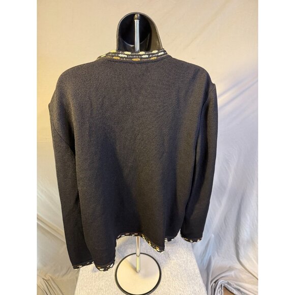St John Collection Marie Gray Black Santana Zipper Jacket Sweater Womens 16 XL - Picture 3 of 4
